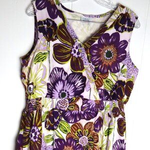 Vtg Only Necessities Womens 2XL Purple Brown Floral Sundress